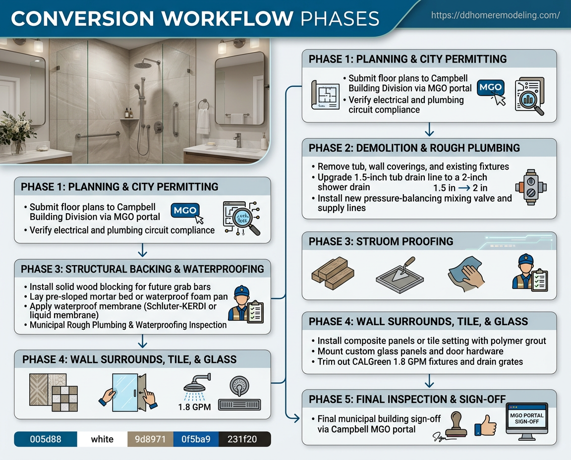 Converting a tub to a shower - dd-home-remodeling-san-jose